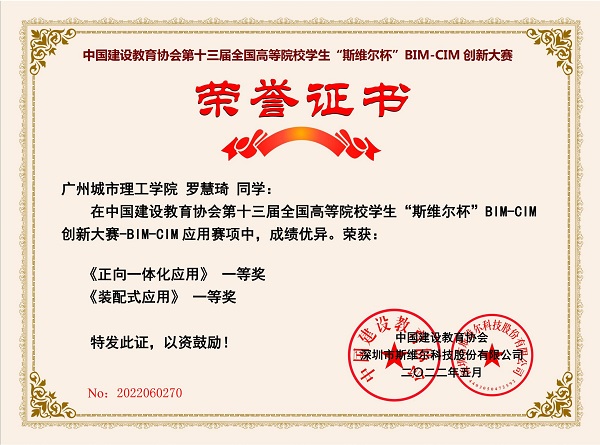 我校学子在第十三届全国高等院校学生斯维尔杯bimcim创新大赛荣获佳绩